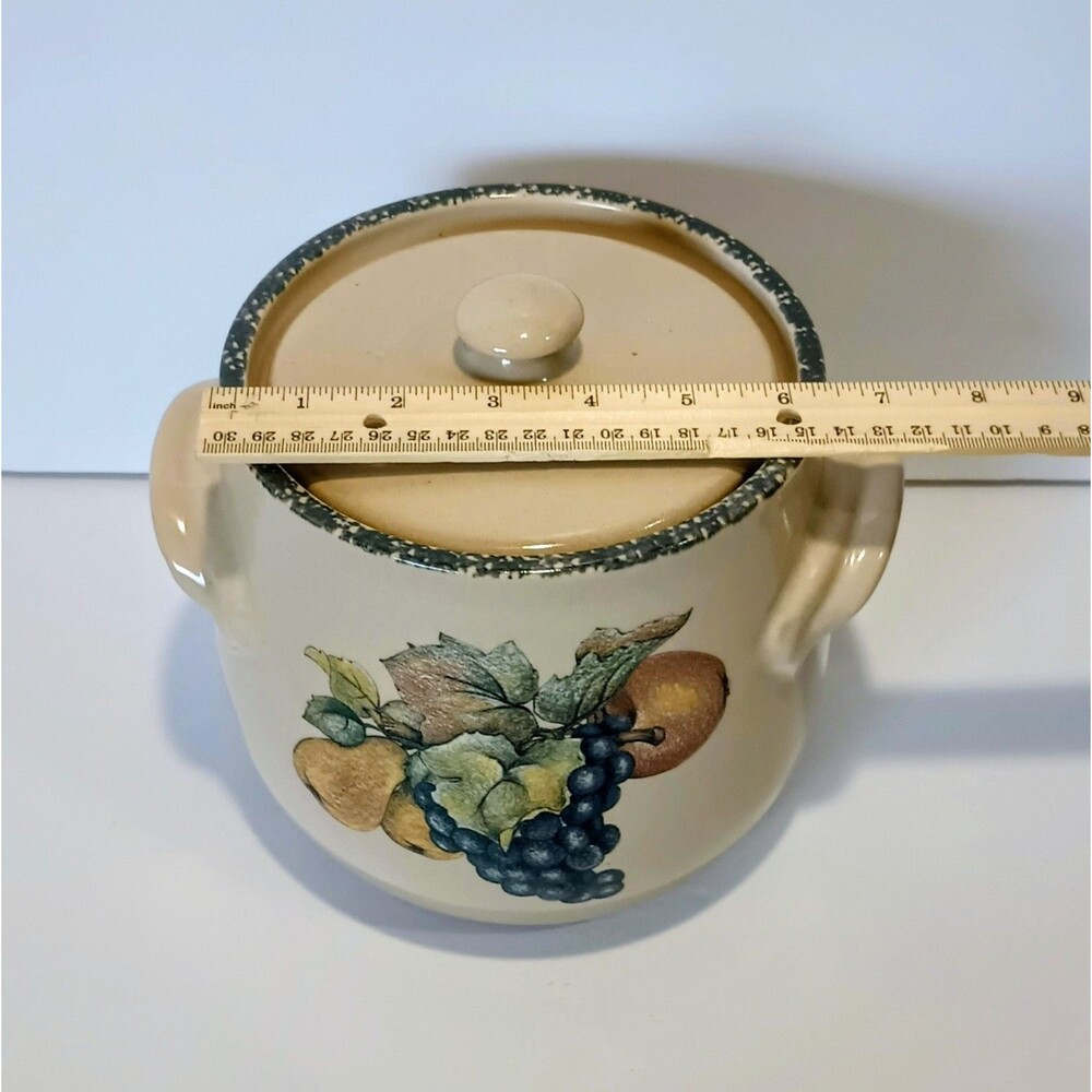 Home & Garden Party Lg. Bean Pot Cookie Jar w/Lid 2002 Vintage Stoneware - Picture 3 of 7